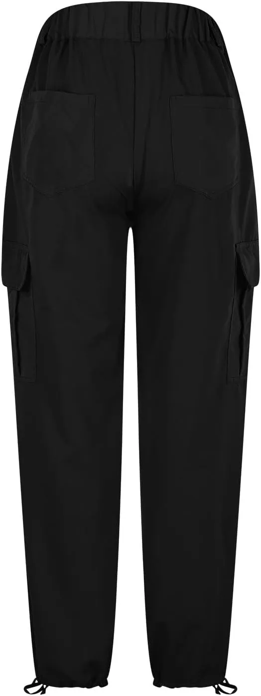 Womens High Waist Cargo Pants Fashion Lounge Trousers Baggy Y2K Joggers Casual Streetwear Multiple Pockets Slacks