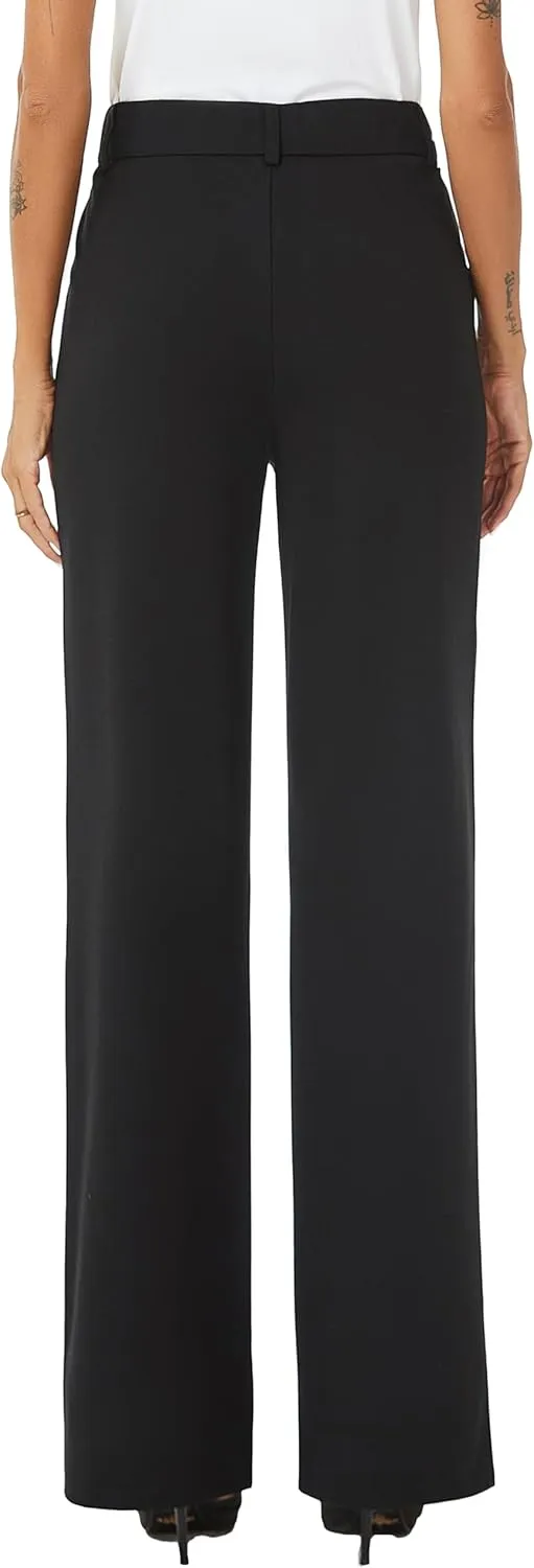 Womens High Waist Wide Straight Leg Trousers Casual Slacks Dress Pants with Pockets