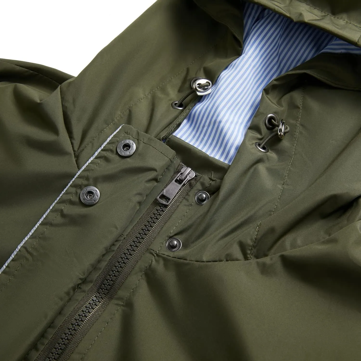 Women's Hooded Rain Jacket Long Waterproof Raincoat Casual Full Zip Anorak Midi Windbreaker Pockets