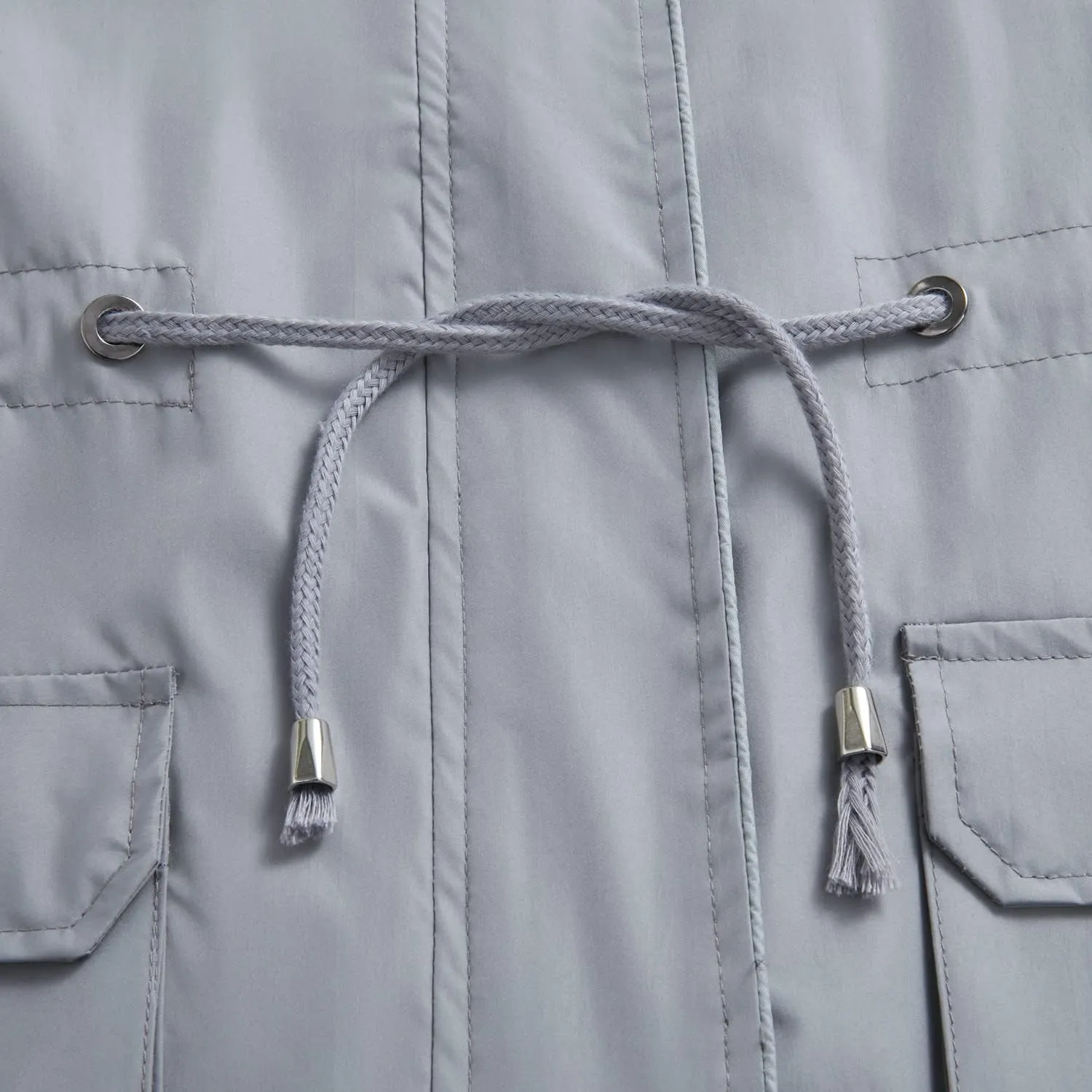 Women's Hooded Rain Jacket Long Waterproof Raincoat Casual Full Zip Anorak Midi Windbreaker Pockets