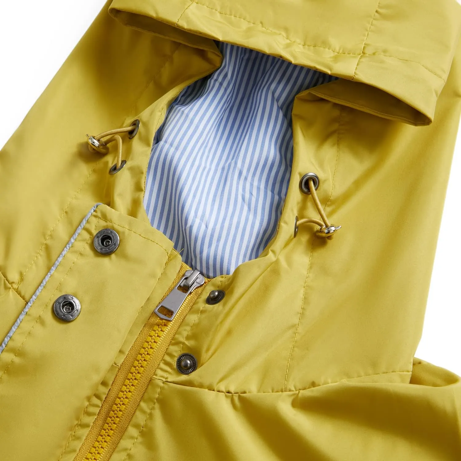 Women's Hooded Rain Jacket Long Waterproof Raincoat Casual Full Zip Anorak Midi Windbreaker Pockets