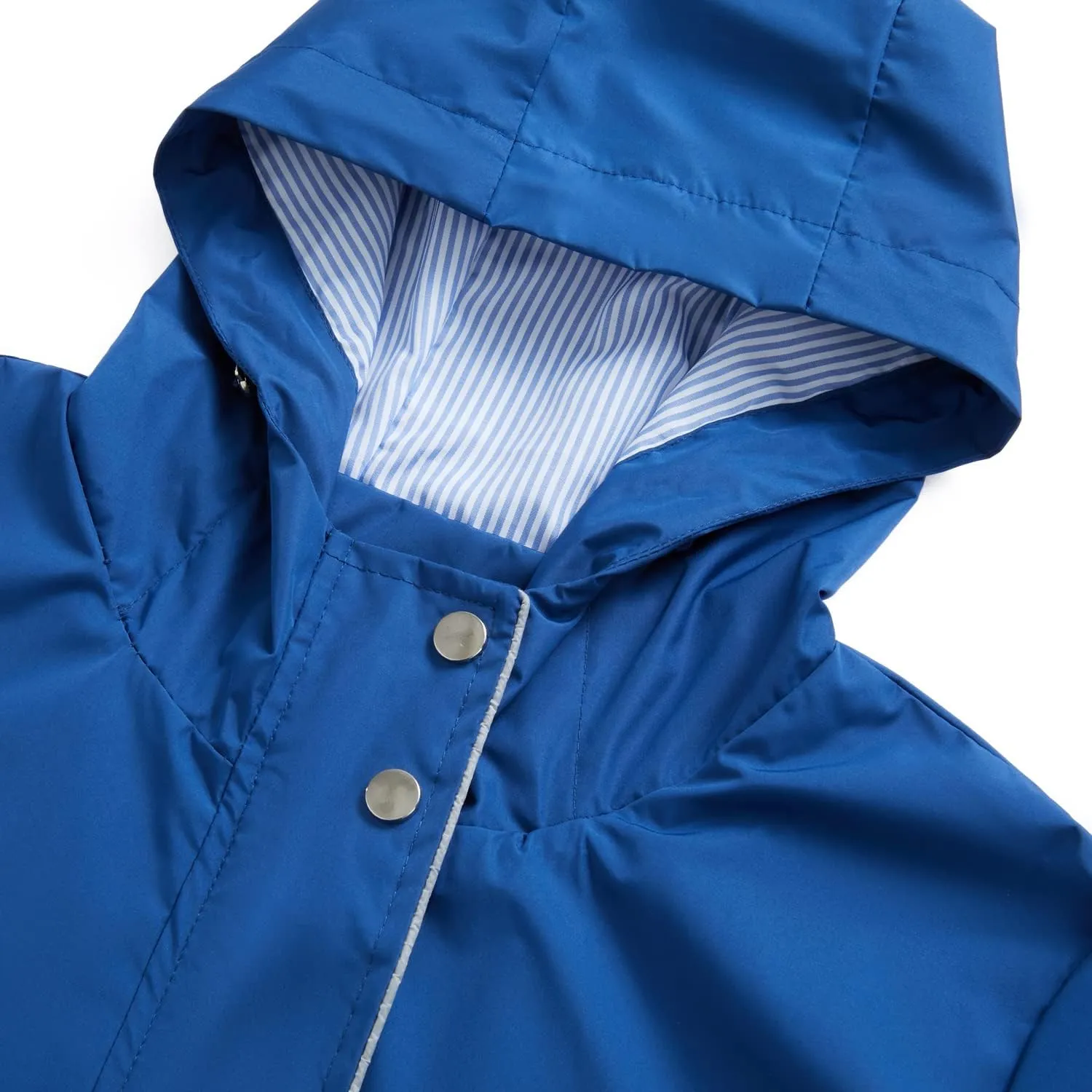 Women's Hooded Rain Jacket Long Waterproof Raincoat Casual Full Zip Anorak Midi Windbreaker Pockets