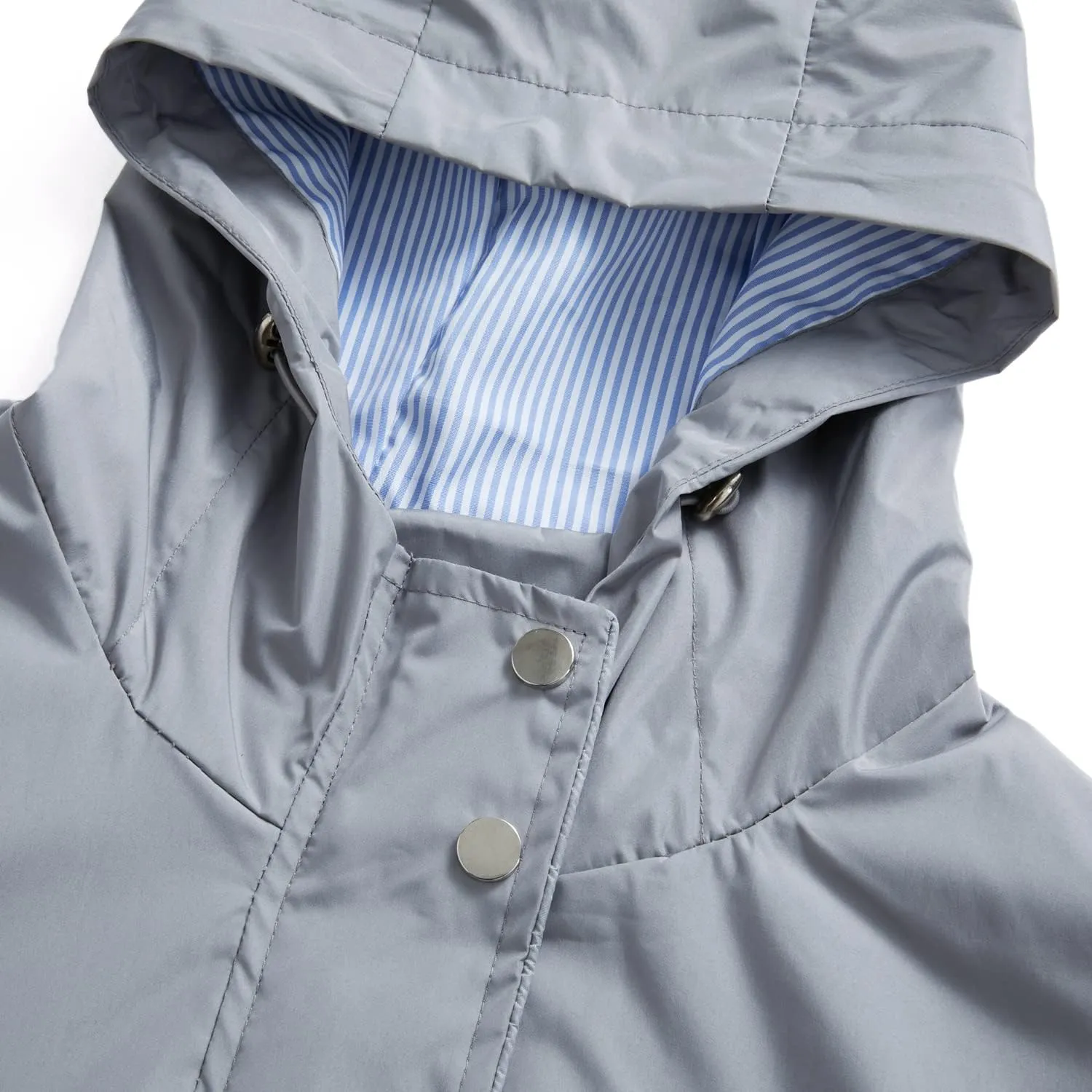 Women's Hooded Rain Jacket Long Waterproof Raincoat Casual Full Zip Anorak Midi Windbreaker Pockets
