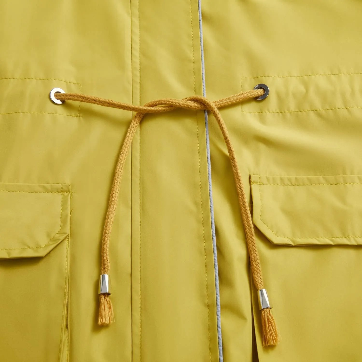 Women's Hooded Rain Jacket Long Waterproof Raincoat Casual Full Zip Anorak Midi Windbreaker Pockets
