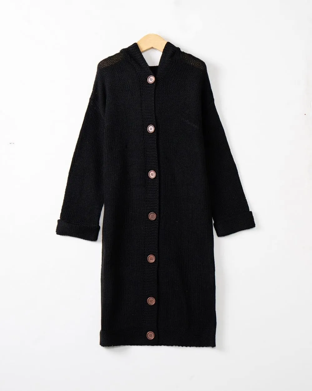 Womens Knitted Cardigan Sweaters Button up Hooded Cardigan Autumn Winter Chunky Long Sweater Open Front Coat Outerwear