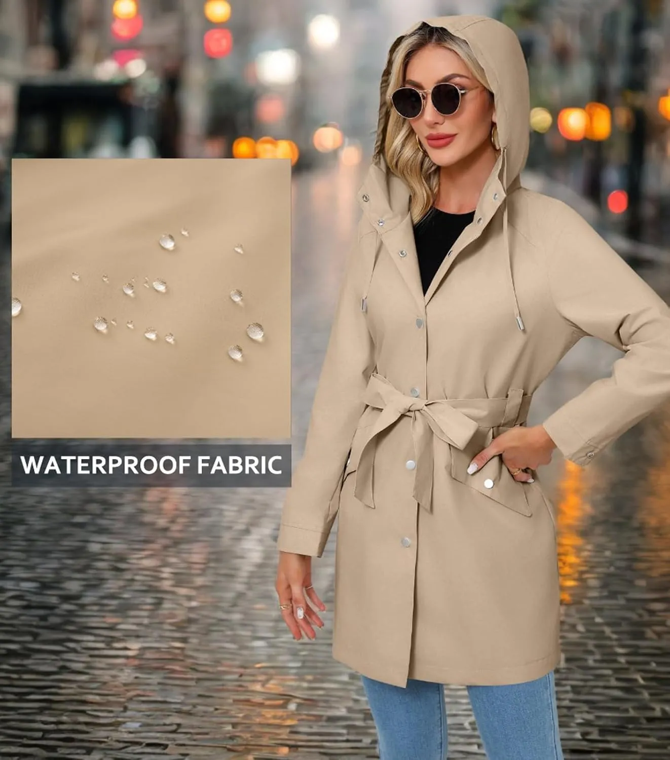 Women's Lightweight Anorak Utility Jacket Button Down Spring Waterproof Coat Fall Casual Hoodies