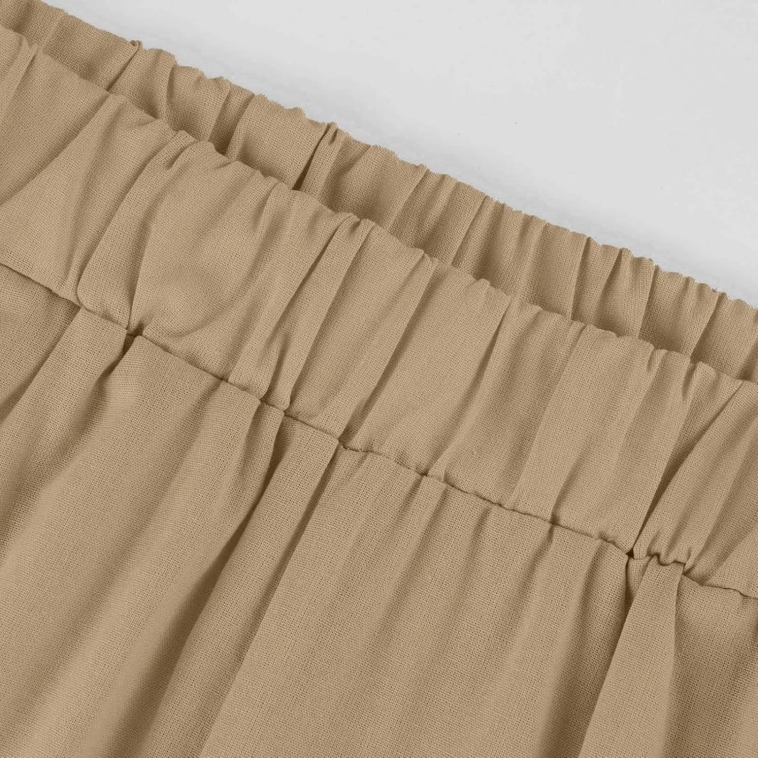 Womens Linen Pants 2025 Summer High Waisted Wide Leg Pants Casual Palazzo Pants Trendy Beach Trousers with Pockets