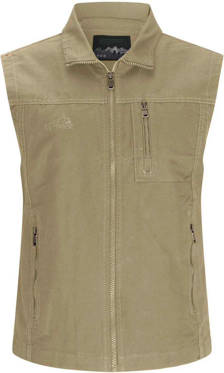 Womens Outdoor Jackets Vests Casual Full Zipper Sleeveless Hiking Fishing Vests Utility Travel Safari Cargo Vest with Pockets