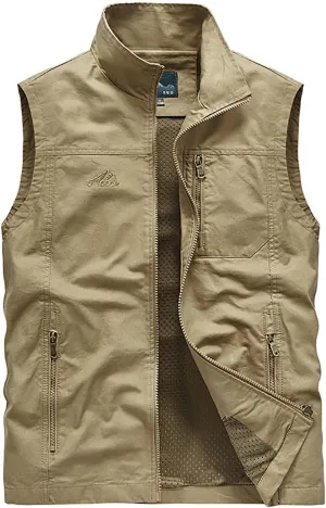 Womens Outdoor Jackets Vests Casual Full Zipper Sleeveless Hiking Fishing Vests Utility Travel Safari Cargo Vest with Pockets