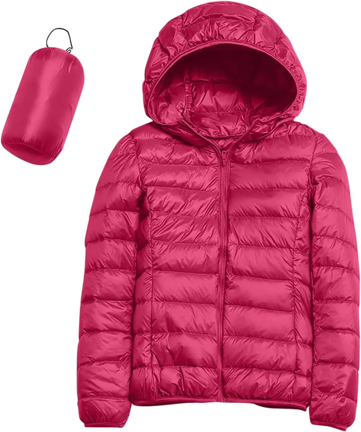 Womens Puffer Jacket 2024 Winter Warm Packable Down Jacket Lightweight Slim Fit Hooded Jacket Short Duck Down Coat