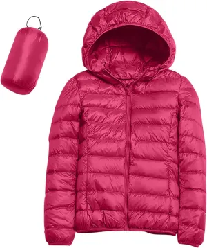 Womens Puffer Jacket 2024 Winter Warm Packable Down Jacket Lightweight Slim Fit Hooded Jacket Short Duck Down Coat