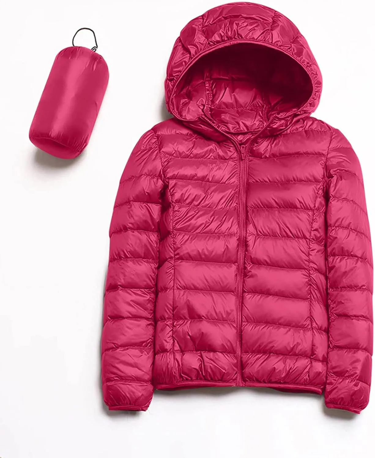 Womens Puffer Jacket 2024 Winter Warm Packable Down Jacket Lightweight Slim Fit Hooded Jacket Short Duck Down Coat