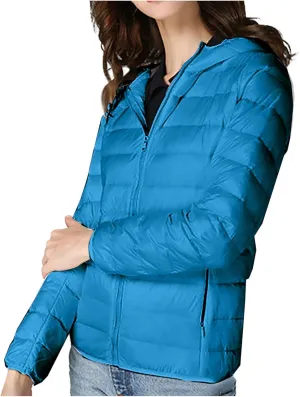 Women's Puffer Jacket Packable Quilted Lightweight Down Jacket Plus Size Short Bubble Coat Light Winter Hooded Coat