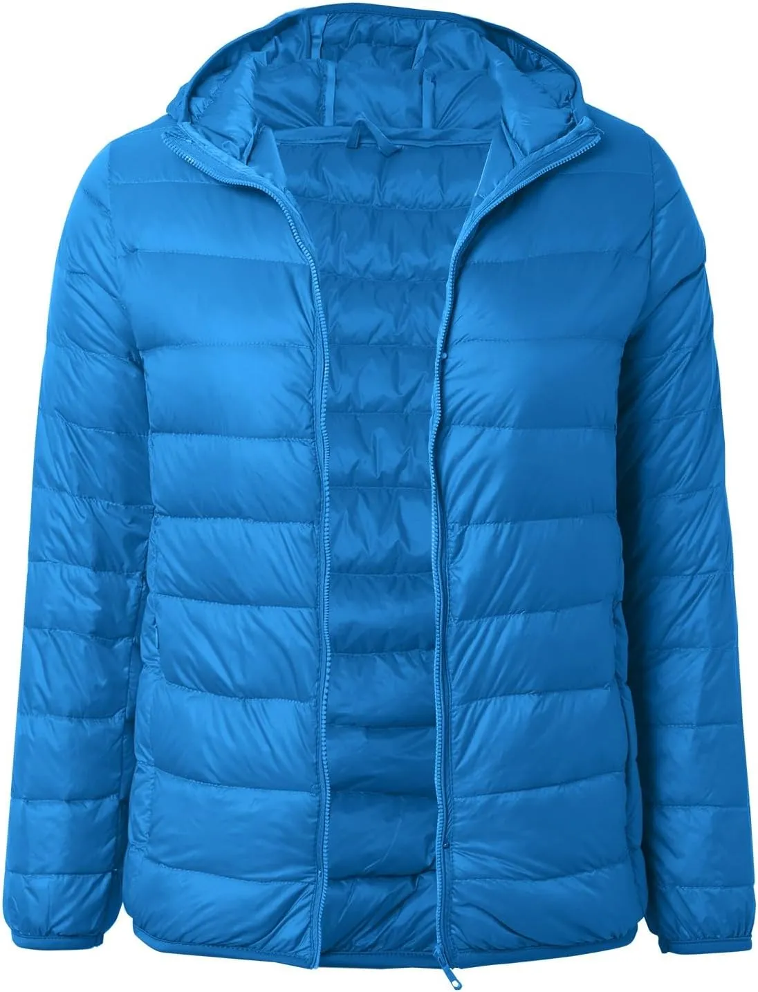 Women's Puffer Jacket Packable Quilted Lightweight Down Jacket Plus Size Short Bubble Coat Light Winter Hooded Coat