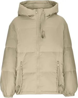 Womens Puffer Jacket with Hood Winter Warm Cotton Down Coat Thickened Full Zip Padded Outerwear with Pockets Plus Size