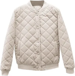 Womens Quilted Puffer Jackets Cotton Padded Button Down Coat Long Sleeve Zipper Outerwear 2024 Winter Outfits Clothes