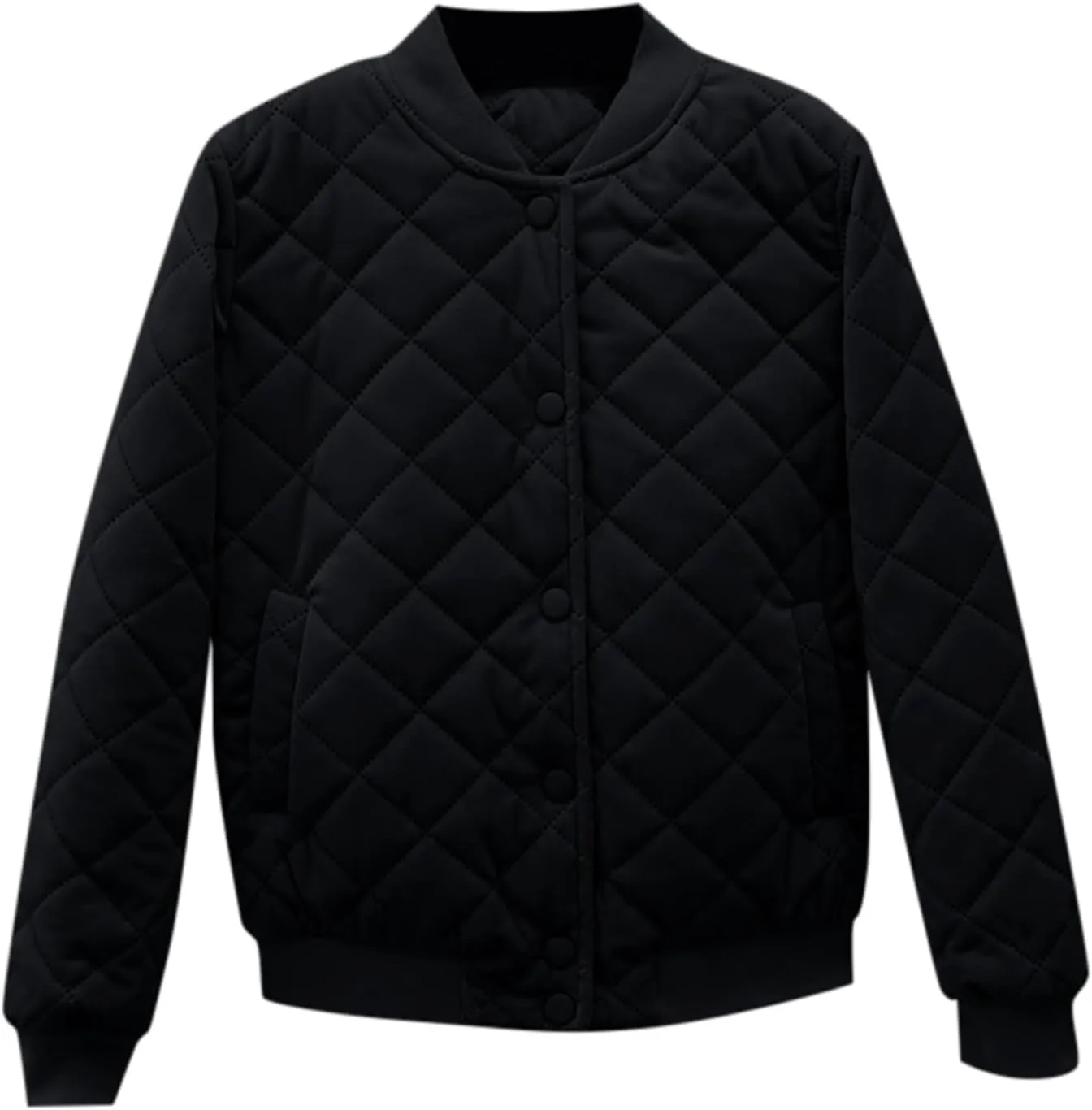Womens Quilted Puffer Jackets Cotton Padded Button Down Coat Long Sleeve Zipper Outerwear 2024 Winter Outfits Clothes