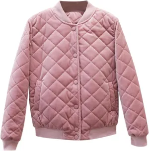Womens Quilted Puffer Jackets Cotton Padded Button Down Coat Long Sleeve Zipper Outerwear 2024 Winter Outfits Clothes