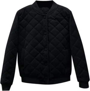 Womens Quilted Puffer Jackets Cotton Padded Button Down Coat Long Sleeve Zipper Outerwear 2024 Winter Outfits Clothes
