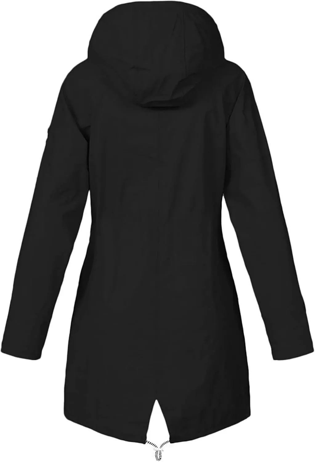 Womens Rain Jacket Waterproof Long Hooded Rain Coats Lightweight Outdoor Windbreaker Button Zip Up Travel Trench Coat