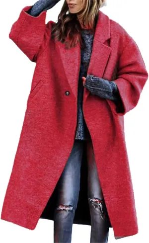 Women's Reversible Plaid Wool Blend Overcoat Fleece Notched Collar Double Breasted Pea Coat