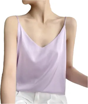 Women's Satin Sexy Tank Top Spaghetti Strap Top Sleeveless Shirt Silk Camisole