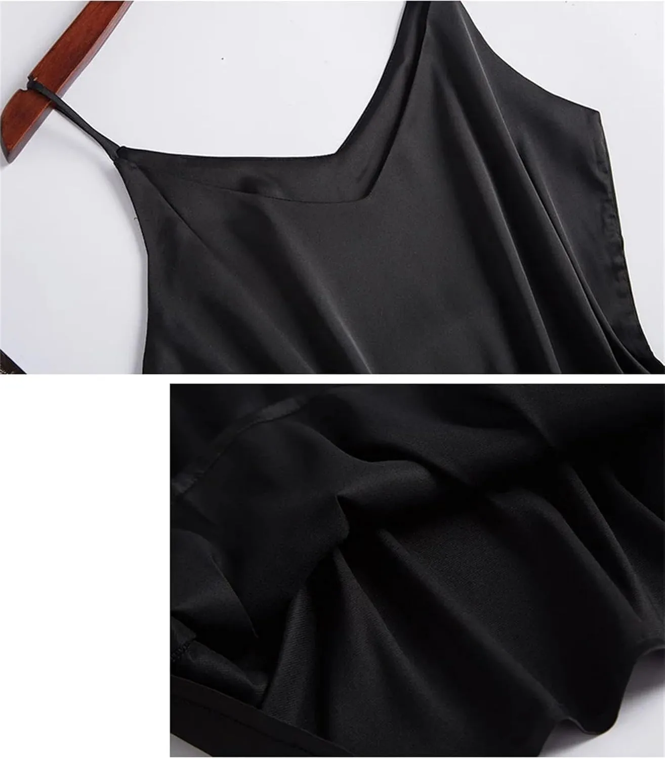 Women's Satin Sexy Tank Top Spaghetti Strap Top Sleeveless Shirt Silk Camisole