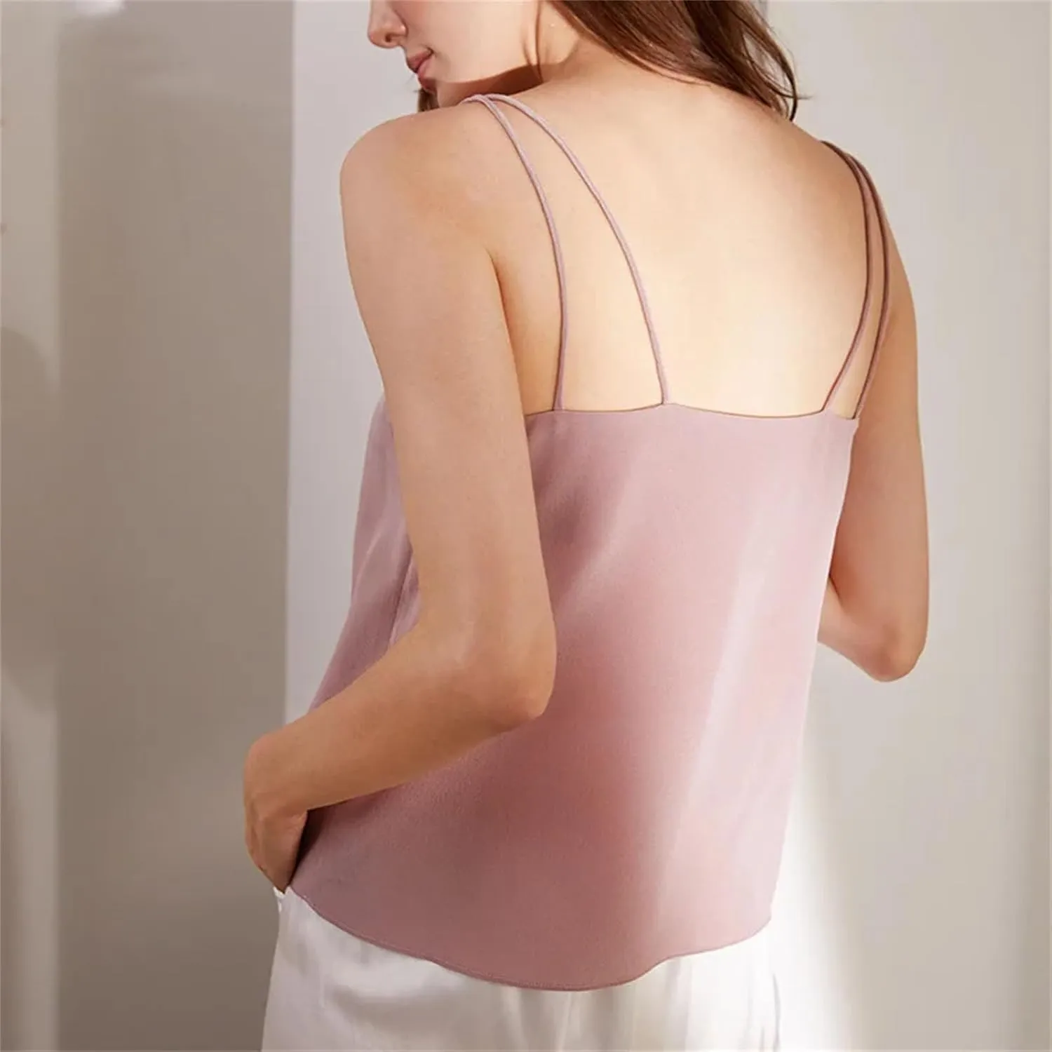 Womens Silk Satin Tank Top Spaghetti Strap Tank Top Sexy Camisole Tops for Women