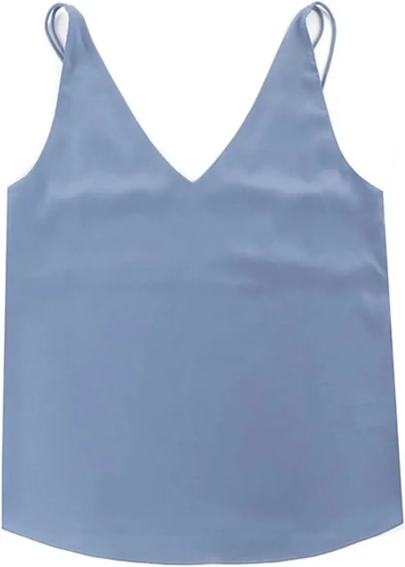 Womens Silk Satin Tank Top Spaghetti Strap Tank Top Sexy Camisole Tops for Women