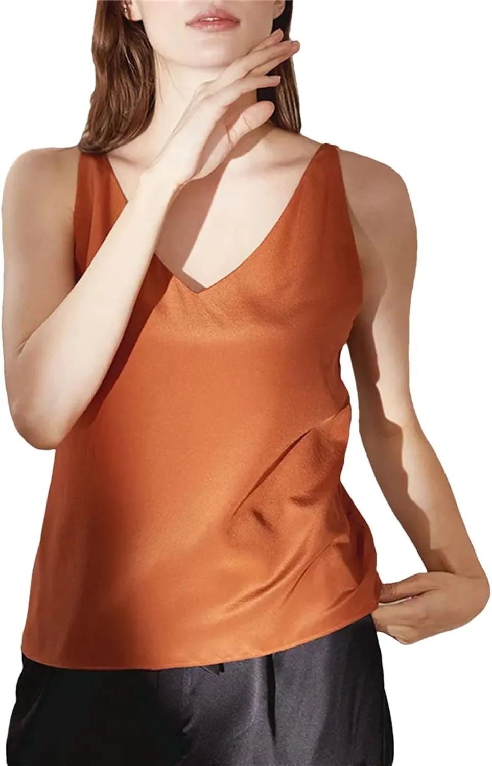 Womens Silk Satin Tank Top Spaghetti Strap Tank Top Sexy Camisole Tops for Women
