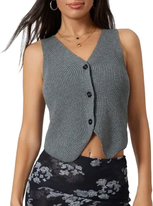 Women's Sleeveless Sweater Vest Knit V Neck Button Going Out Tops Casual Spring Summer Waistcoat Cardigan