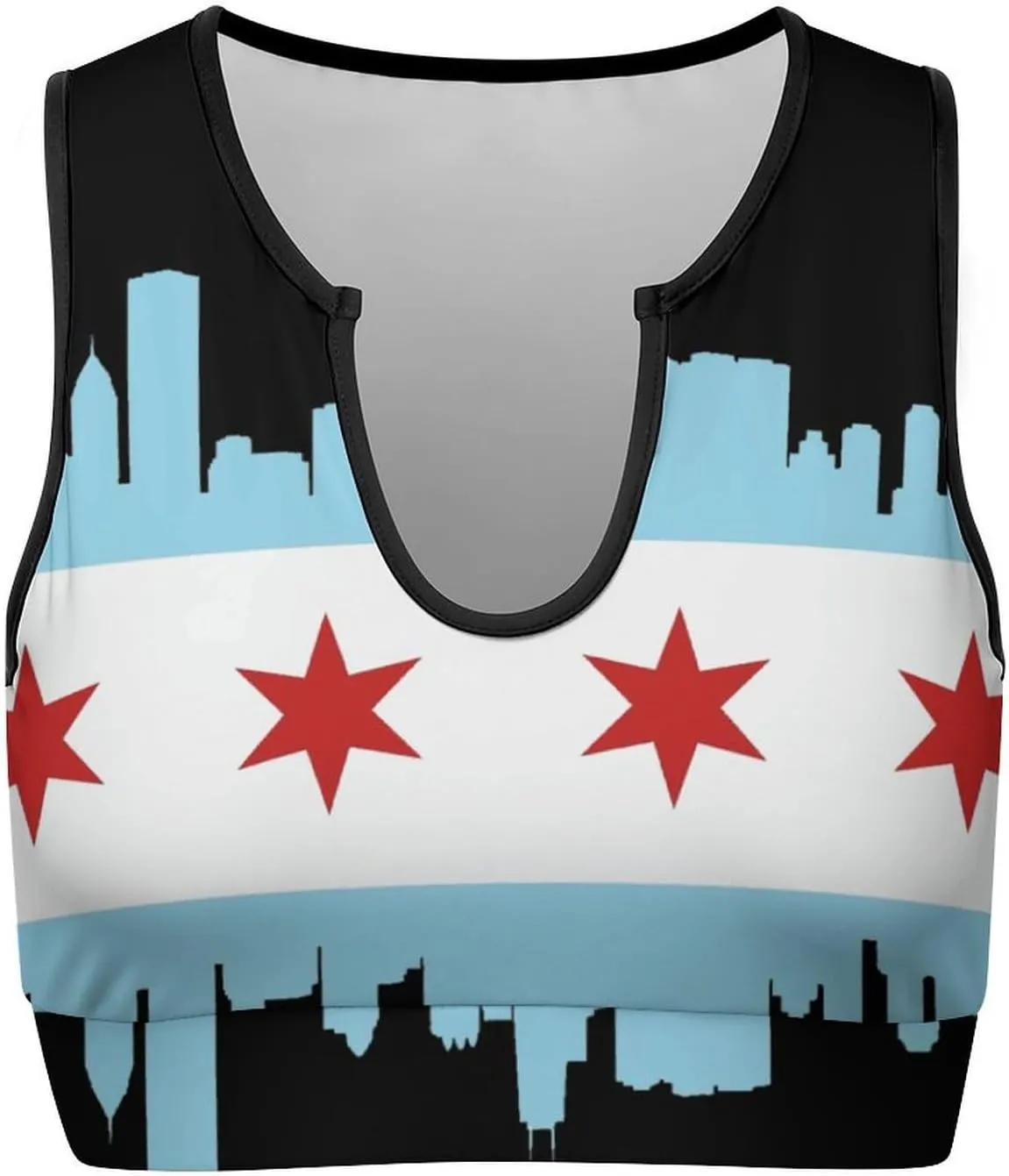 Women's Sport Tank Top Sports Bra Workout Yoga Vest Chicago-City Flag Yoga Top