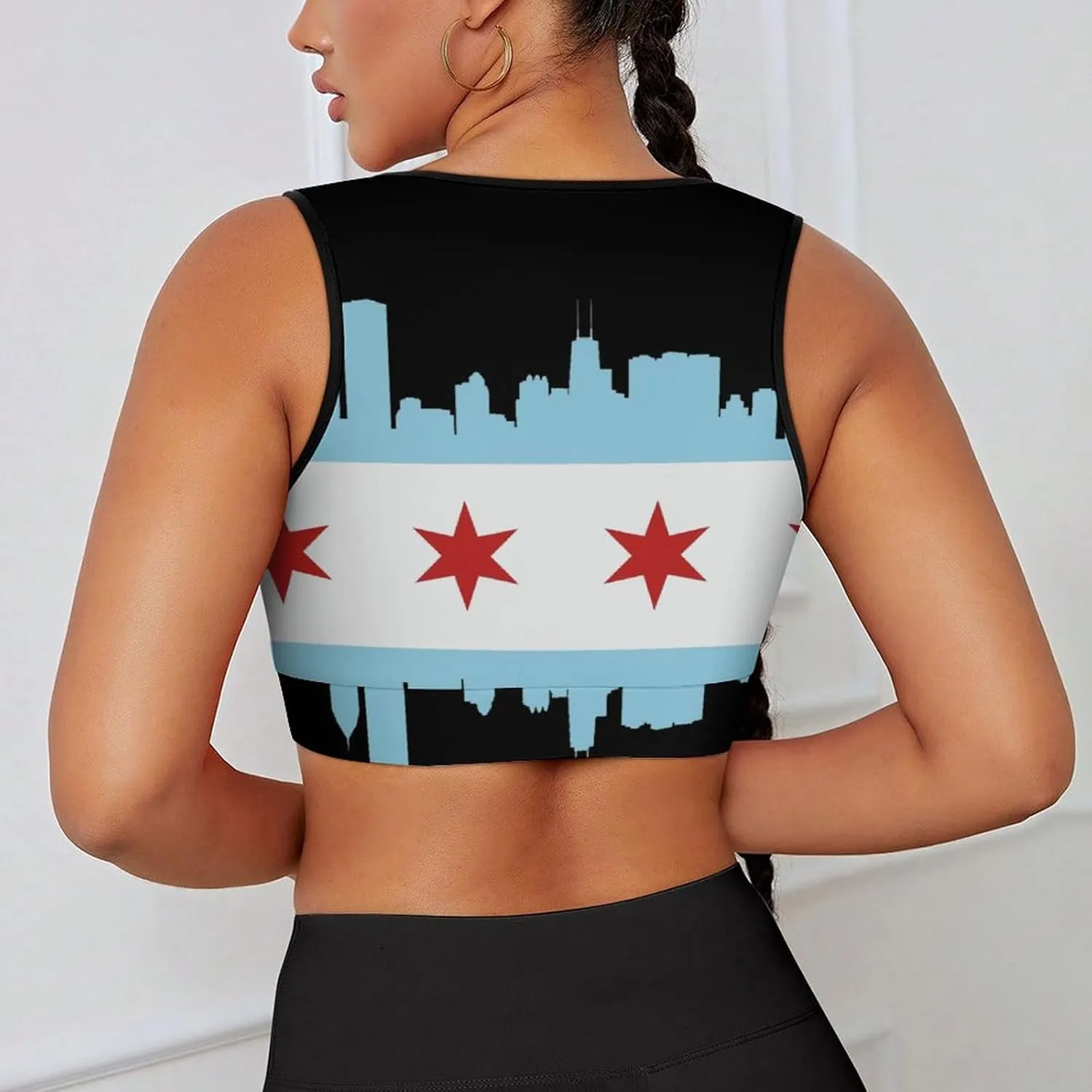 Women's Sport Tank Top Sports Bra Workout Yoga Vest Chicago-City Flag Yoga Top