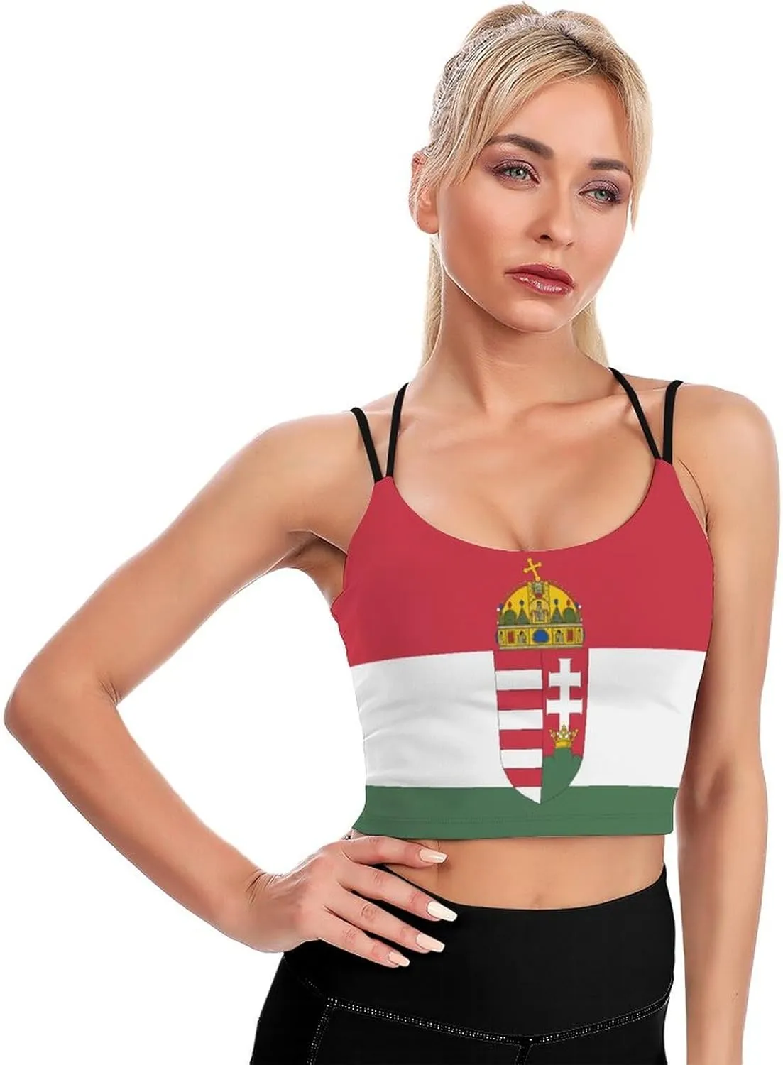 Women's Sport Tank Top Sports Bra Workout Yoga Vest Hungarian Flag Yoga Top