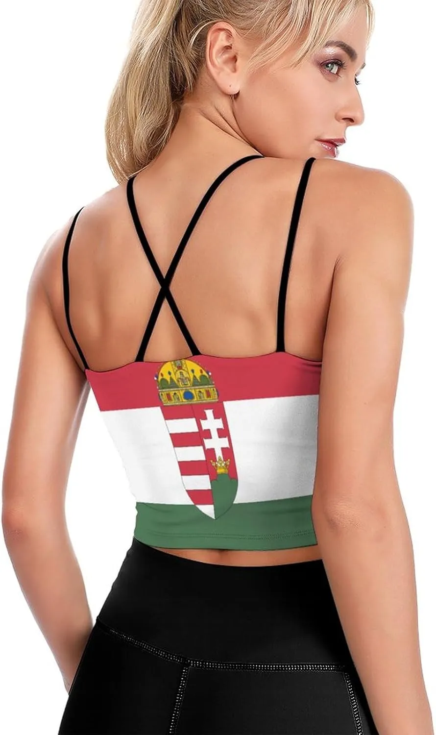 Women's Sport Tank Top Sports Bra Workout Yoga Vest Hungarian Flag Yoga Top
