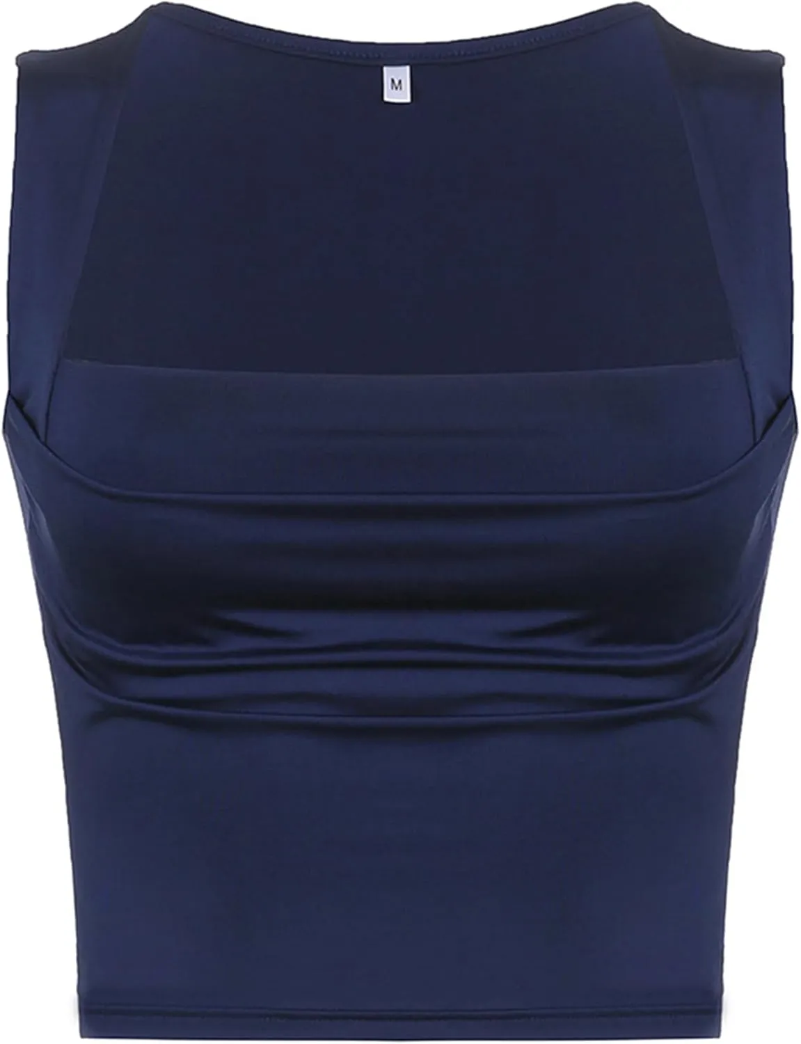 Womens Square Neck Crop Top Y2k Fashion Sleeveless Streetwear Casual Slim Fitted Camisole Top