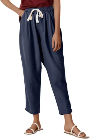 Women's Summer Pants Vacation Outfits Beach 2025 Solid Drawstring Pants with Pockets Harem Lightweight Cropped Slim Joggers