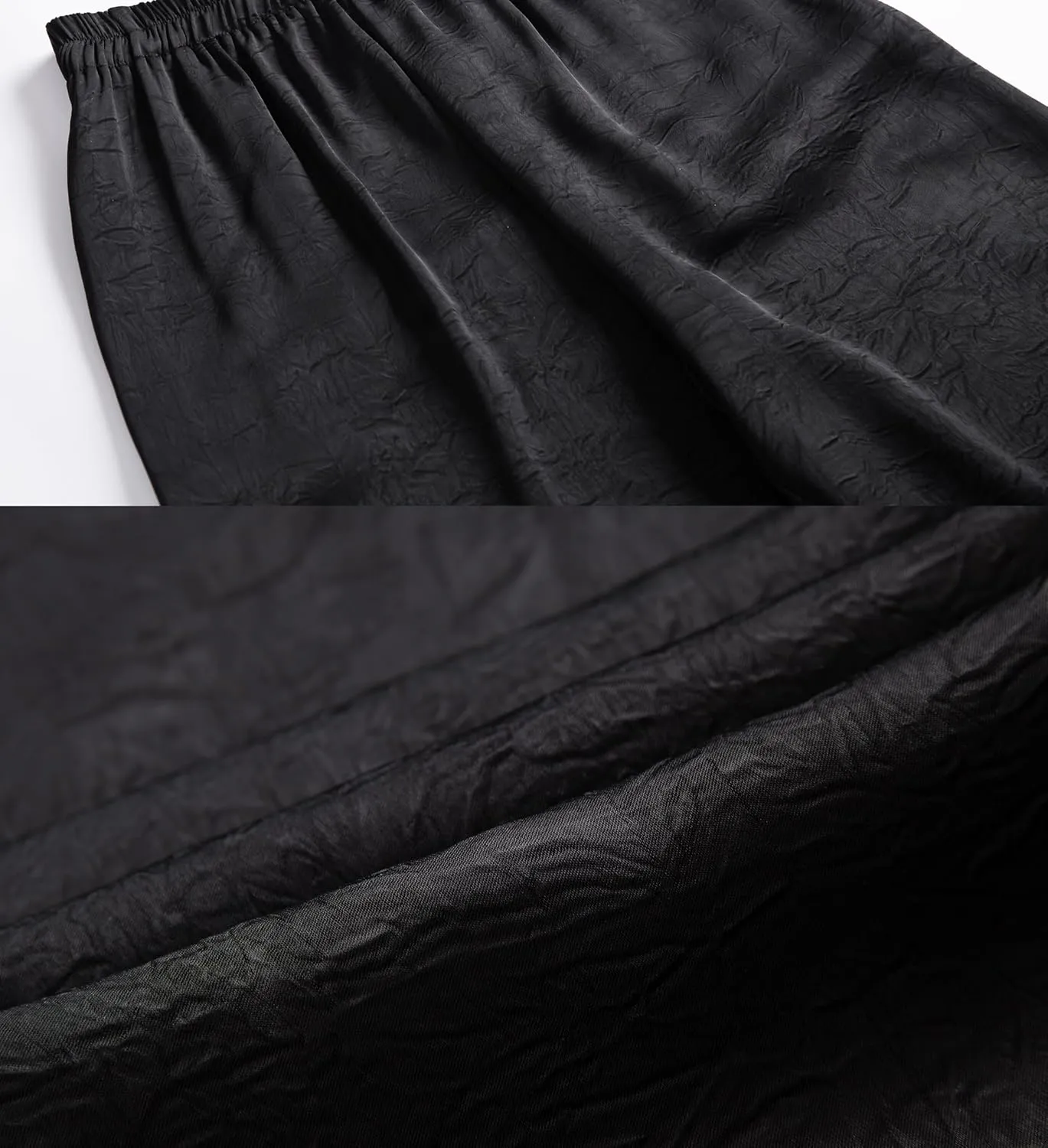 Women's Textured Wide Leg Pants Satin Silky Flowy Dressy Trouser Casual Slacks