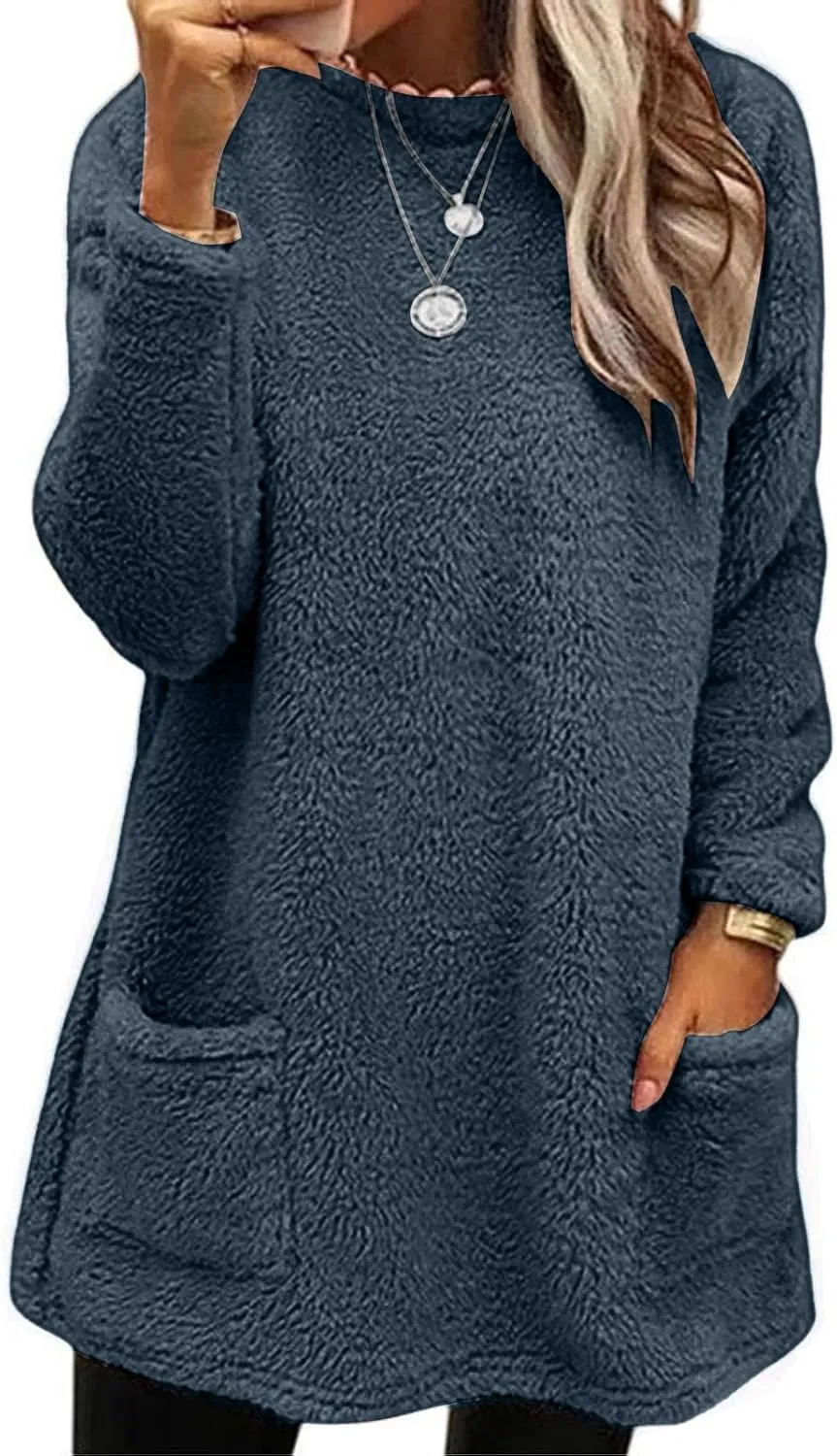 Women's Winter Coats Plus Size Sweaters Cute Tops with Pockets Warm Sweater Tops Trench Pullover Sweaters for Women
