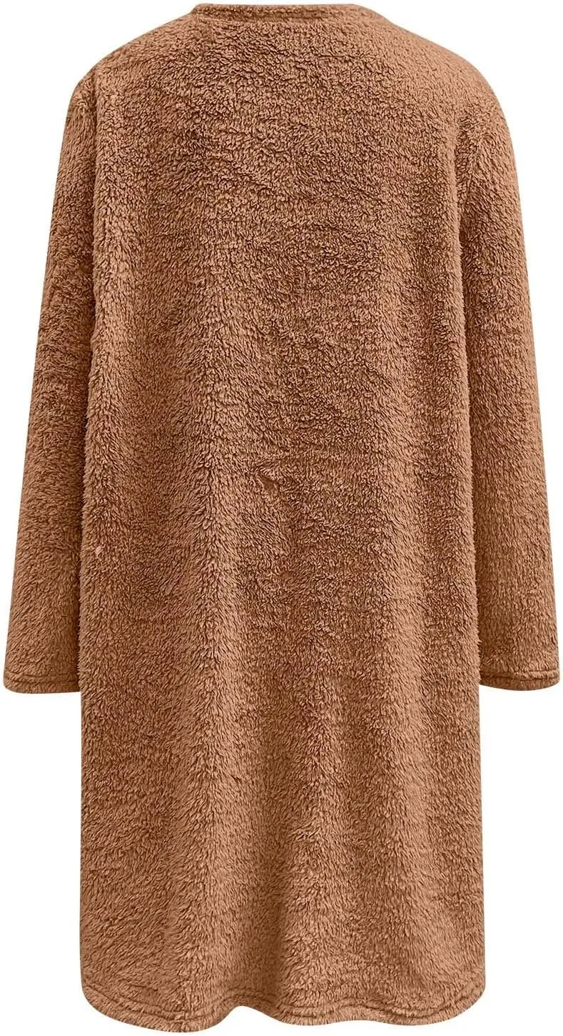 Women's Winter Coats Plus Size Sweaters Cute Tops with Pockets Warm Sweater Tops Trench Pullover Sweaters for Women