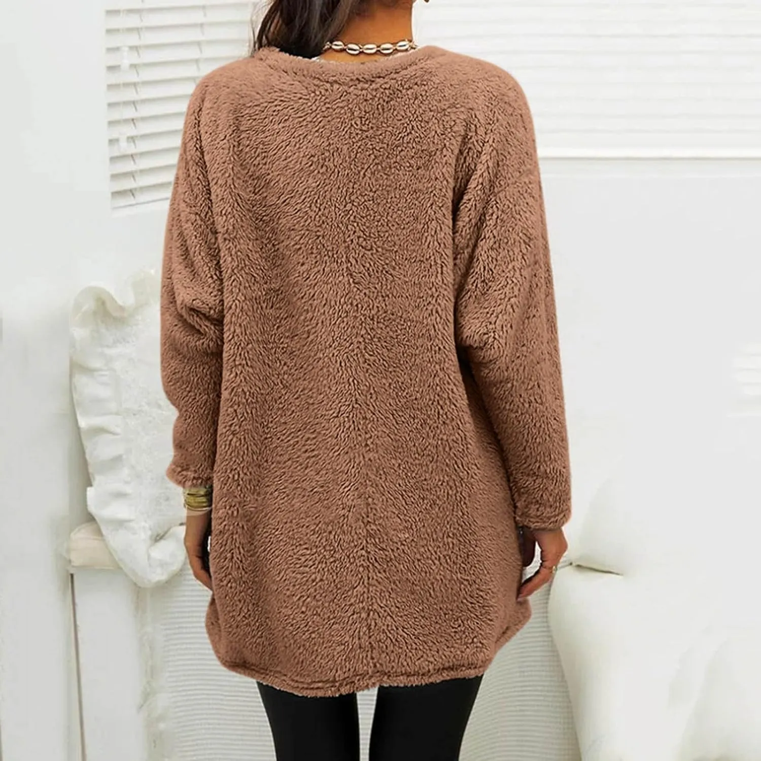 Women's Winter Coats Plus Size Sweaters Cute Tops with Pockets Warm Sweater Tops Trench Pullover Sweaters for Women