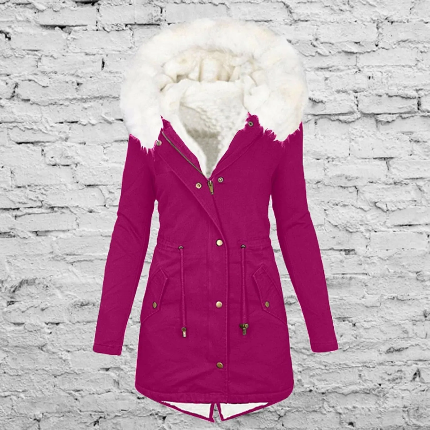 Womens Winter Coats Warm Hooded Sherpa Lined Parkas Jacket Thick Fleece Outerwear Faux Fur Plus Size Puffer Down Jackets