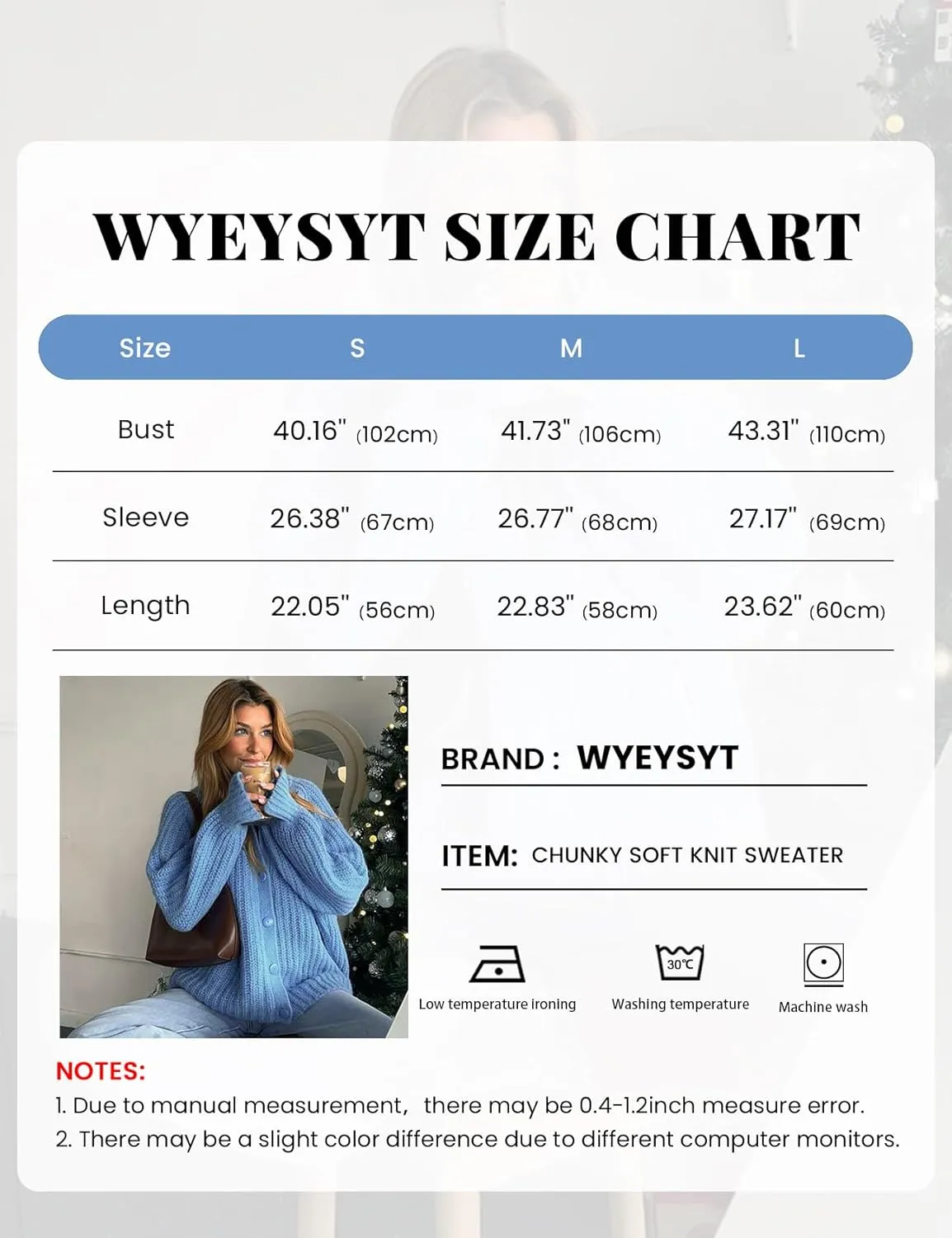 Wyeysyt Womens Cardigan Sweater Button Down Long Sleeve Chunky Soft Knit Sweater Fall Open Front Loose Casual Cardigan Coat