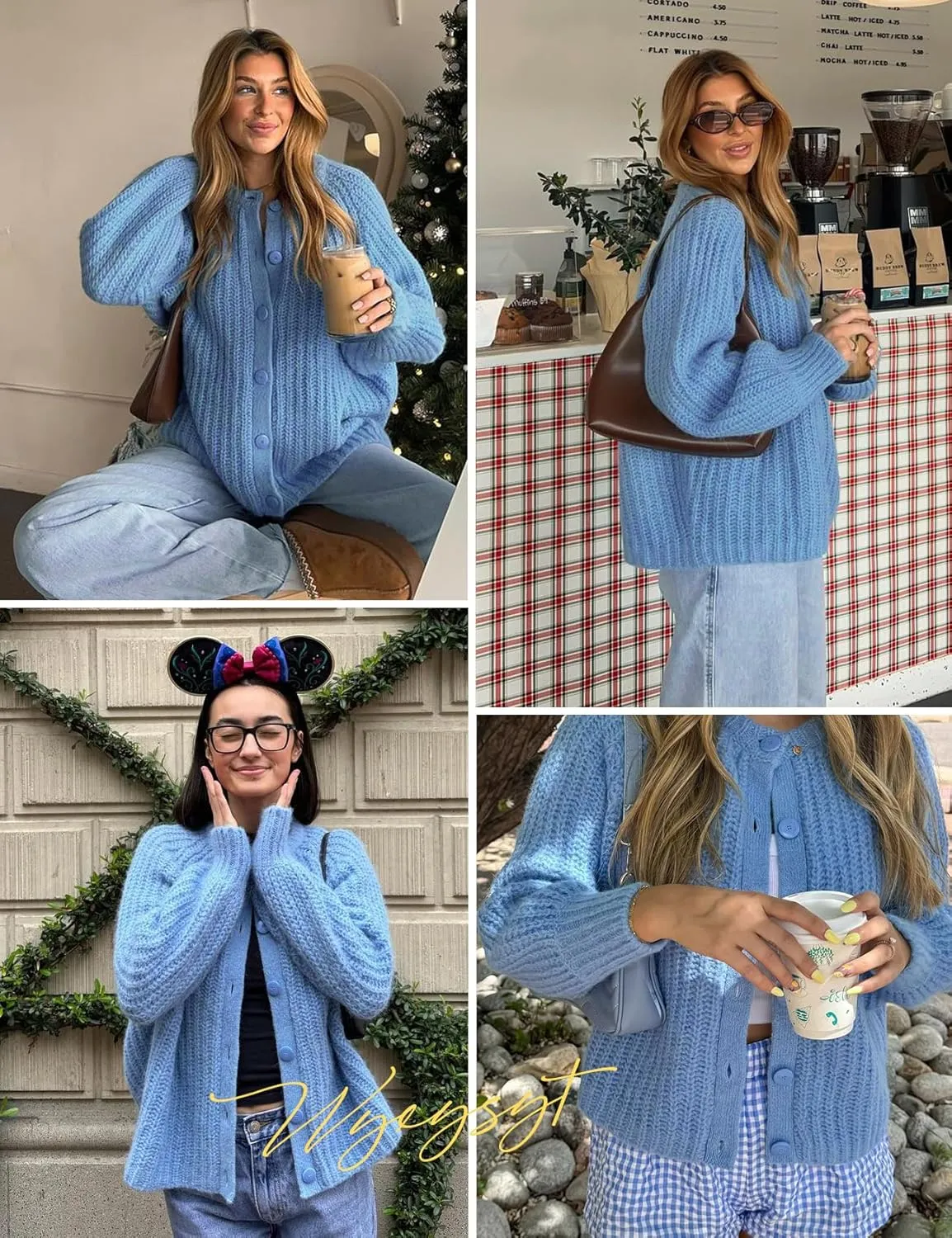 Wyeysyt Womens Cardigan Sweater Button Down Long Sleeve Chunky Soft Knit Sweater Fall Open Front Loose Casual Cardigan Coat