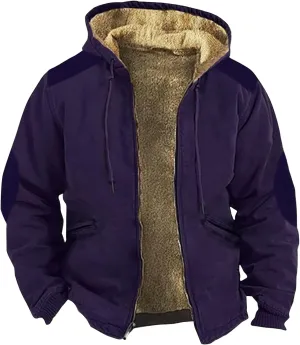 XIAXOGOOL Jackets For Men Hoodie Big And Tall Winter Sherpa Lined Jacket Mens Heavyweight Fleece Warm Trucker Hoodies Coat