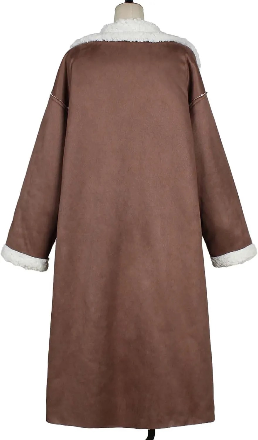 XUNRYAN Womens Trench Coats Maxi Long Thicken Winter Sherpa Fleece Jacket Warm Lapel Peacoat Shearling Parka Overcoat Anorak