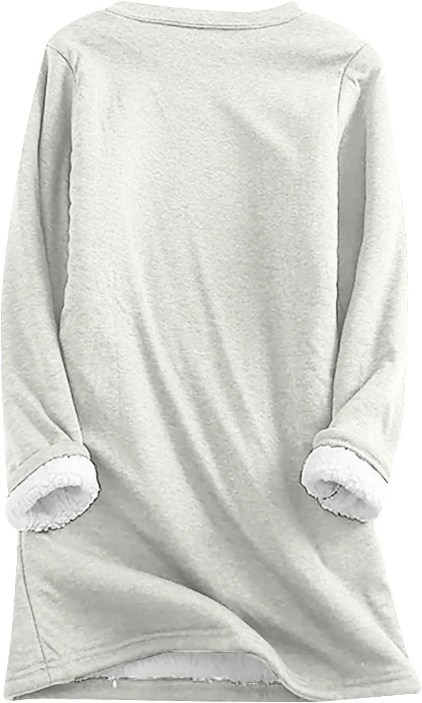 Yes,I'm Still Freezing -Me 24:7 Sherpa Lined Sweatshirt Women Fuzzy Fleece Thermal Jackets Casual Loose Tunic Tops
