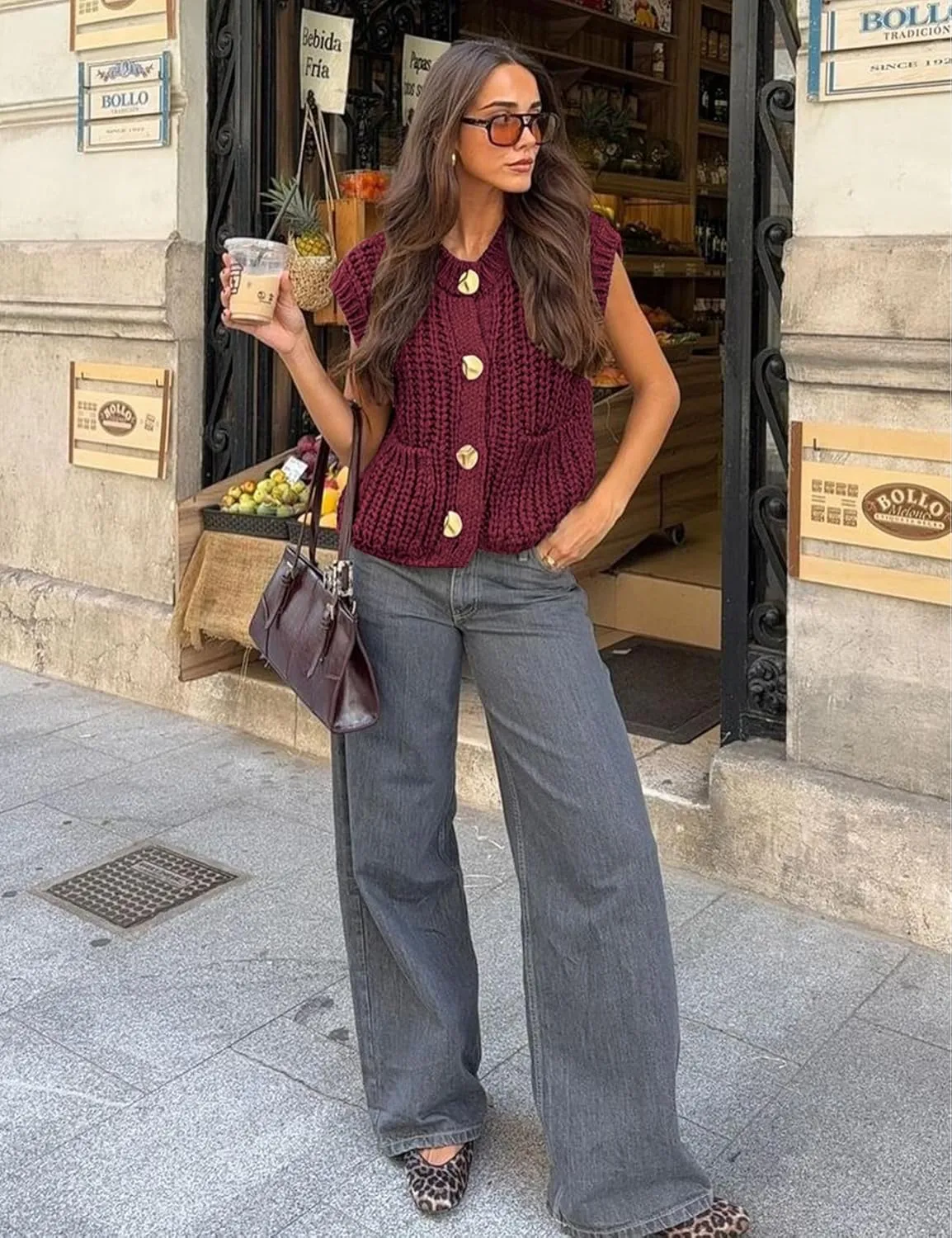 Yimoon Sweater Vest Women Cropped Gold Button Chunky Knit Vest Sleeveless Crop Knit Cardigan