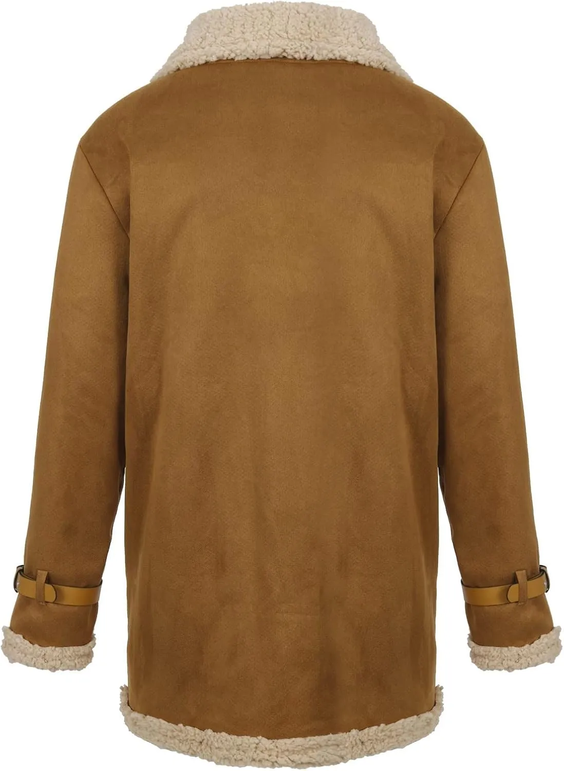 Ymosrh Men's Leather Coats Faux Sherpa Lined Bomber Jacket Winter Warm Turn-Down Collar Coats Jacket, M-5XL