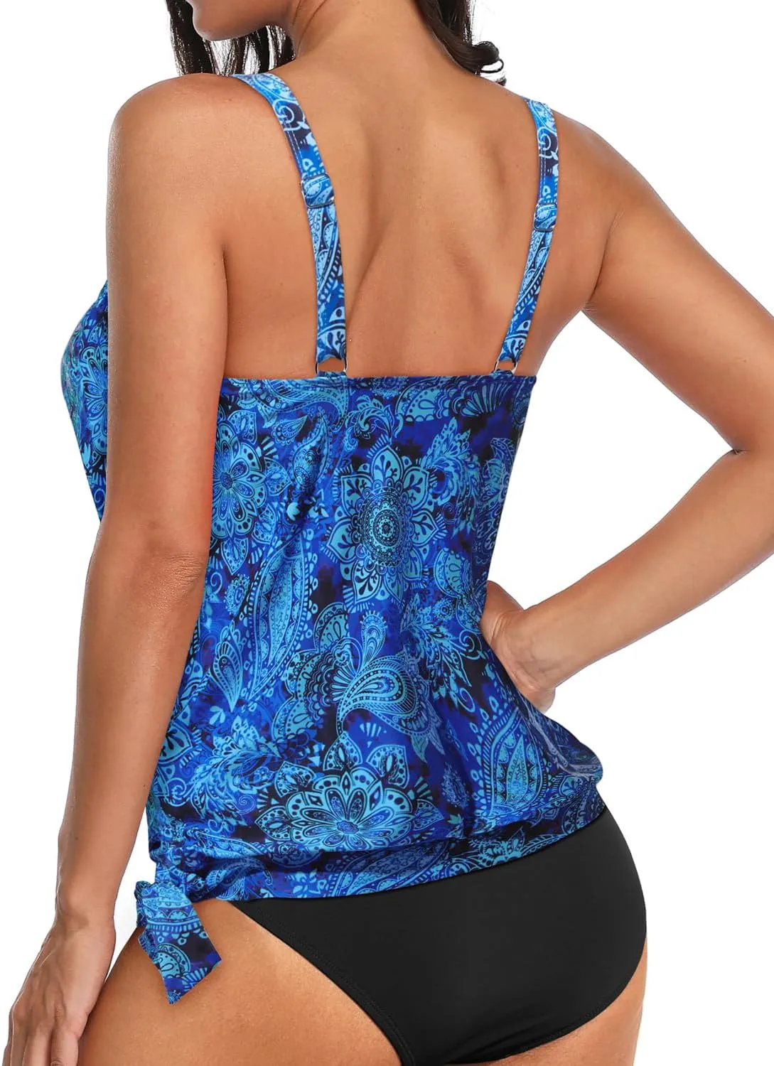 Yonique Women's Blouson Tankini Top - Loose Fit Modest Swim Top